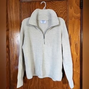 Large Old Navy Quarter Zip Sweater in Cream